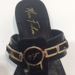 Marc Fisher BLK Patent Leather! Amina Sandals  8.5